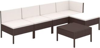 vidaXL Vidaxl - Set Muebles De Jard&iacute;n 6 Pzas Y Cojines Rat&aacute;n Sint&eacute;tico Marr&oacute;n