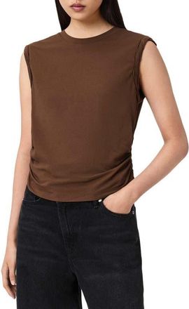 AllSaints West Side Ruched Tank in Cognac Brown at Nordstrom, Size X-Small