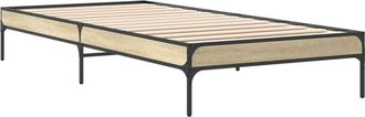 vidaXL Estructura cama madera ingeniería metal roble Sonoma 90x200 cm Vidaxl