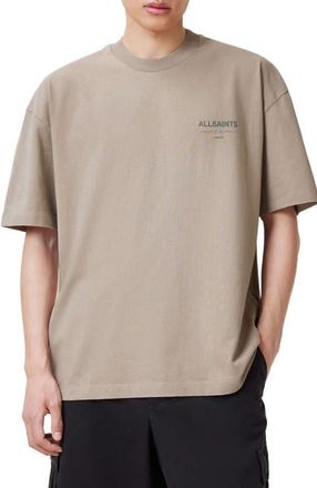 AllSaints Underground Oversize Graphic T-Shirt in Stone Taupe at Nordstrom, Size Xx-Large