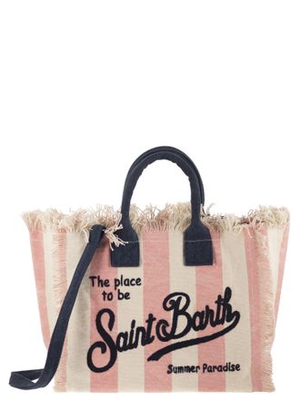 MC2 Saint Barth Bolso tote de playa de lona a rayas con logo bordado de Mc2 Saint Barth