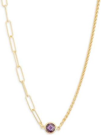 Meshmerise Mix Chain Oval Crystal Necklace in Gold/Purple at Nordstrom Rack