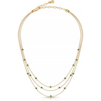 Ettika Crystal Station Layered Necklace in Green at Nordstrom