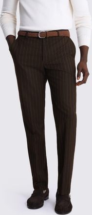 Moss Slim Fit Brown Stripe Trousers