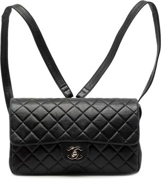 Chanel Pre-owned Quilted Leather Backpack - Dames - Vintage Rugzakken - Zwart - ONE Size - Leer - Vintage