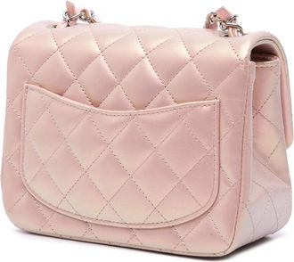 Chanel Hobo Bags - 2021-2024 Mini Square Classic Iridescent Calfskin - Gr. unisize - in Rosa - für Damen