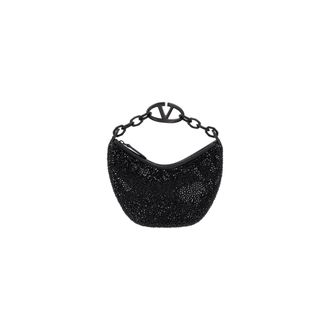 Valentino Garavani Moon Hobo Bag with Rhinestone - female - Valentino Garavani - Handbags - Black - ONE SIZE - Bags