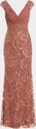 Mac Duggal Embellished Floral Column Gown