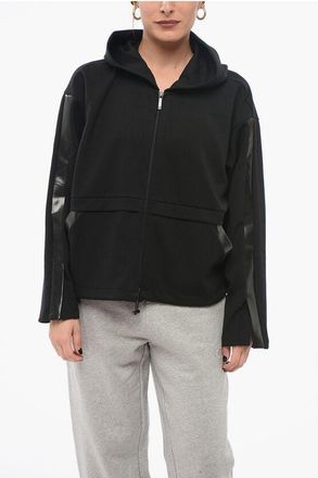 Armani EMPORIO Zip-up Hoodie with Coated Details size 42
