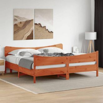 vidaXL Vidaxl - Cama Sin Colch&oacute;n Madera Maciza De Pino Marr&oacute;n Cera 200x200 Cm