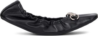 Gucci Schoenen, Dames, Zwart, 39 1/2 EU, Leer, Prima Ballet Flat