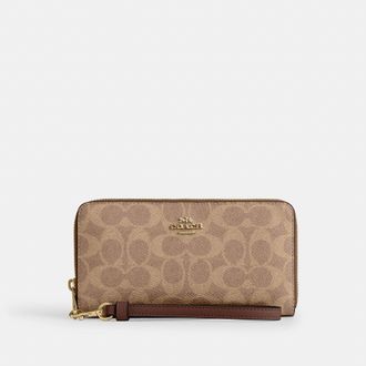 Coach Long Zip Around Wallet In Signature Canvas