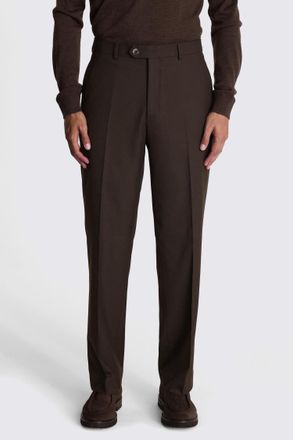 Moss Relaxed Fit Brown Flannel Trousers