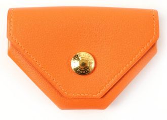 Herm&egrave;s Orange Leather Coin Purse/Coin Case (Pre-Owned)