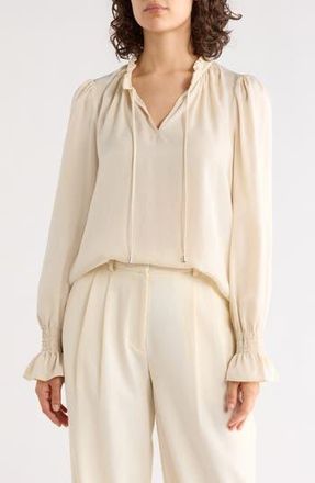 DKNY Crinkle Long Sleeve Top in Ecru at Nordstrom Rack, Size X-Small