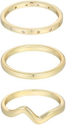 Adornia Set of 3 14K Gold Plated Cubic Zirconia Stackable Rings at Nordstrom Rack, Size 6