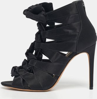 Alexandre Birman Black Satin Layla Gladiator Sandals
