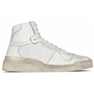Saint Laurent Sneakers, female, White, Size: 11 US Distressed Leather High-Top Sneakers