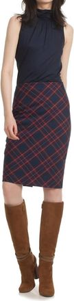 Trina Turk Crissy Pencil Tartan Plaid Midi Skirt In Multicolor