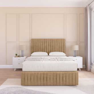 Sloomy Madison Dumfries Bed Set, No Drawers Mattress & 54 Headboard in Light Beige | Size: Small Double