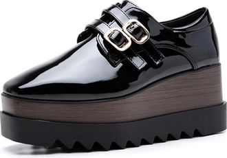 Generic Flats Oxfords Shoes for Women Fashion Square Toe Wedge Platform Dress Walking Loafers Sneakers Shoes with Thick Sole