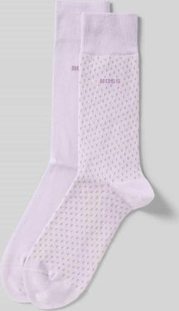 HUGO BOSS Socken mit Label-Detail im 2er-Pack in Flieder, Gr&ouml;&szlig;e 39-42