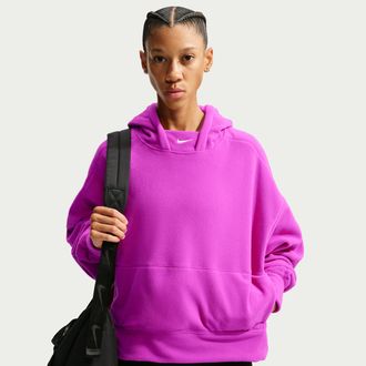 Nike Womens One Therma-FIT Oversized Pullover Hoodie in Purple | IO1052-551