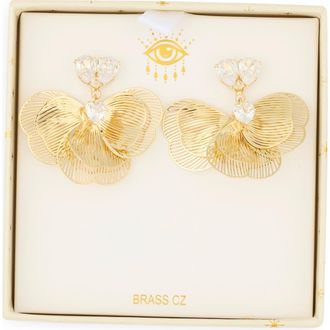 Eye Candy Los Angeles Peggy Flower Petal Drop Earrings in Gold at Nordstrom Rack