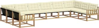 vidaXL Conjunto De Sof&aacute;s De Exterior 10 Uds. Blanco Y Crema Vidaxl