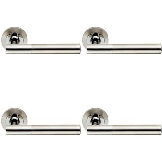 Loops 4x PAIR Round Bar Handle on Round Rose Concealed Fix Polished & Satin Steel in Metallics