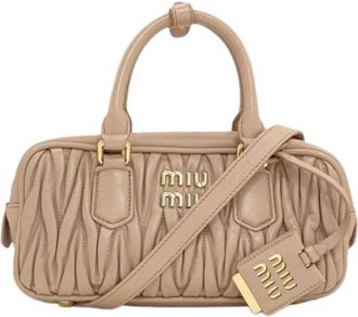 Miu Miu Pre-owned Handbag - Dames - Vintage Handtas - Beige - ONE Size - Leer - Vintage