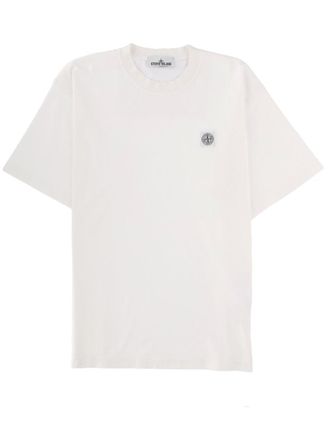 Stone Island White Logo Crew Neck T-Shirt