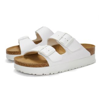 Birkenstock Womens Arizona Pap Flex Platform Sandals In White
