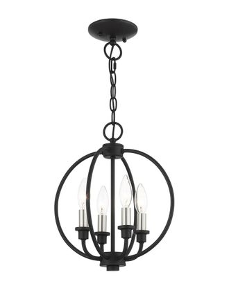 Livex Lighting 4-Light Black With Brushed Nickel Accents Convertible Semi Flush Chandelier