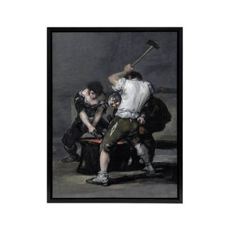 Artery8 Francisco Goya The Forge Framed Canvas Wall Art Print in Grey | Size: W24 x H32