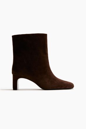 H&M Hohe Stiefeletten aus Velours-Spaltleder - Dunkelbraun