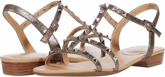Vaneli Womens Brunel Studded Flat Strappy Casual Sandals In Pale Platino Gesa