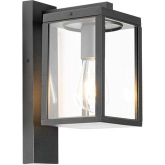 QAZQA Lanterna da parete charlois - Industriale - Alluminio,Vetro - Nero - Allungato E27 Max. 1 x 4.5 Watt - Qazqa