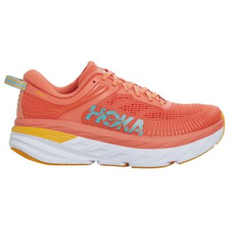 Hoka One One Hoka Bondi 7 Textile Synthetic Womens Lace Up Trainers - Camelia Coastal - Size:UK 8.5