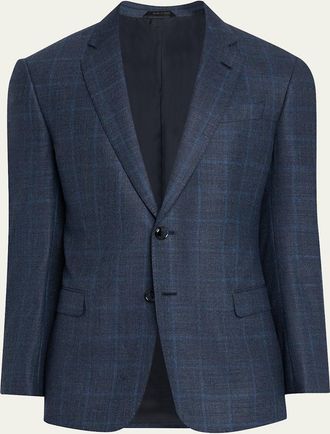 Giorgio Armani Mens Wool and Cashmere Soft Check Sport Coat