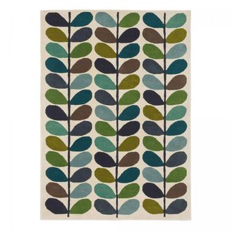 Orla Kiely Alfombra de sal&oacute;n 250x350 cm copetudo a mano de lana azul