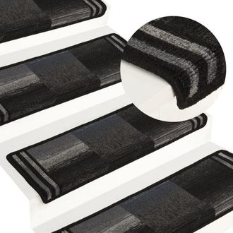vidaXL Alfombrilla Escalera Autoadhesivas 10uds Negro Y Gris 65x21x4cm Vidaxl