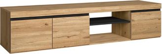 Skraut Home Skraut Home - Mueble De Tv Mod Naturale Roble/negro, 2 Puertas Y 2 Compartimentos, Sal&oacute;n, 160x40x41cm