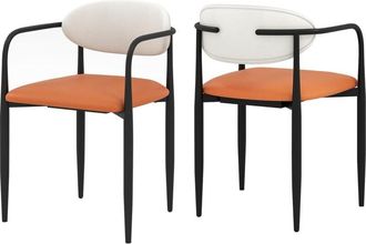 Costway Set di 2 Sedie da Pranzo 54 x 54 x 77 cm, Sedie da Cucina con Sedile Imbottito in Finta Pelle, Schienale e Telaio in Metallo, Poltrone per