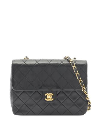 Chanel 1989-1991 Mini Classic Lambskin Square Single Flap crossbody bag - Black