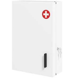 HOMCOM Botiqu&iacute;n De Pared Con 6 Compartimentos Cerradura Y 2 Llaves Para Ba&ntilde;o Cocina 40x18x60 Cm Blanco