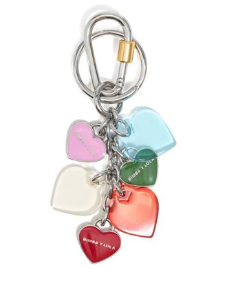 Bimba & Lola heart-charms keyring - women - Brass/Zinc Alloy/Resin/Copper/Enamel - One Size - Grey