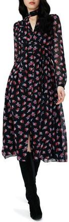 Diane Von F&uuml;rstenberg Erica Floral Long Sleeve Midi Dress in Fortune Rose Dot at Nordstrom Rack, Size 2