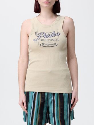 Pinko Wool and Viscose Blend Tank Top with Logo