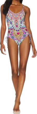 Camilla Womens Scoop Neck Lace Up Side One Piece In Lucky Charms